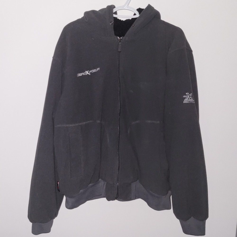 Zeroxposur‎ Full Zip Sherpa Lined Jacket Men Size Large Gray Hooded Pockets